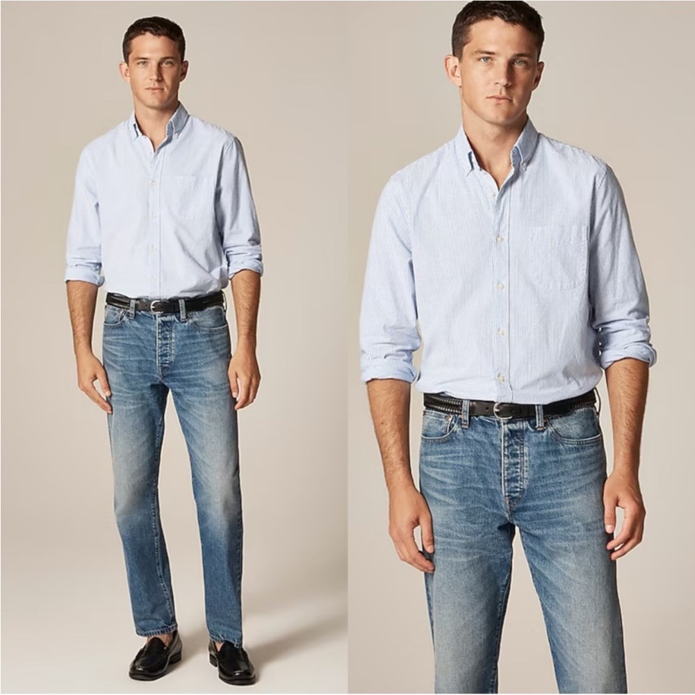 NWT J CREW Broken-in organic cotton oxford shirt in University Stripe Rain Sz XS